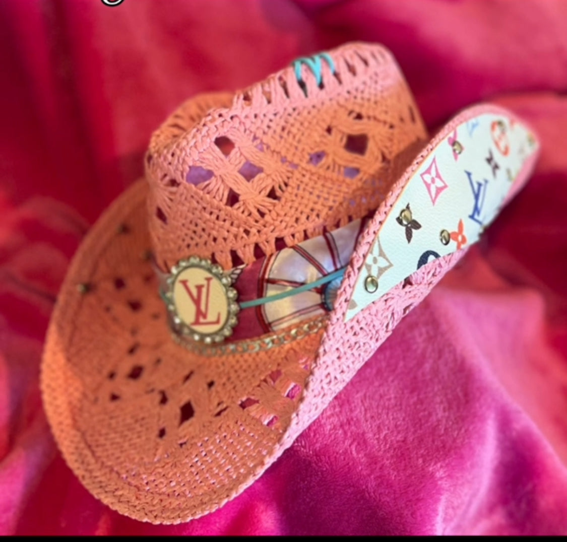 Louis Vuitton Straw Hat- Pink or Tan