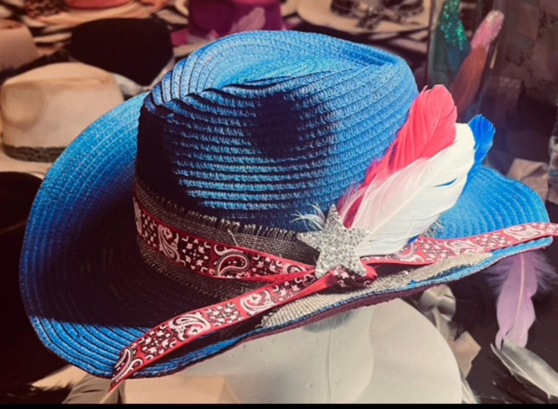 Red/white/blue straw hat