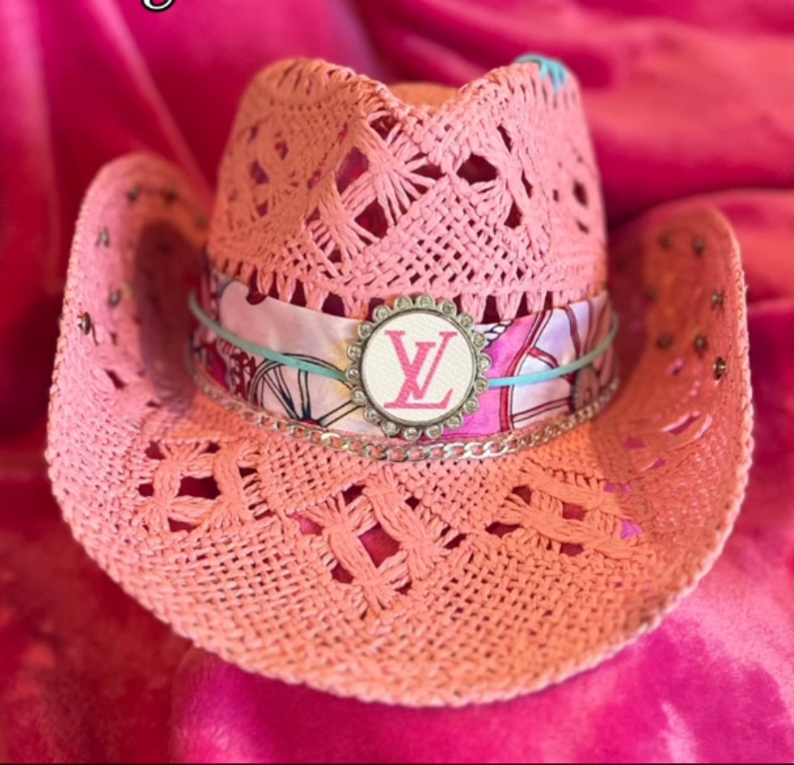 Louis Vuitton Straw Hat- Pink or Tan