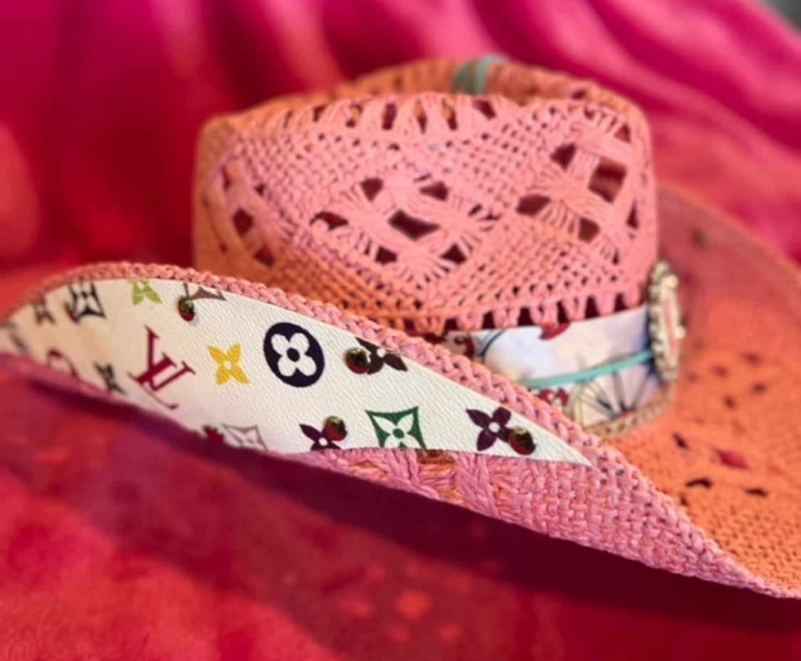 Louis Vuitton Straw Hat- Pink or Tan