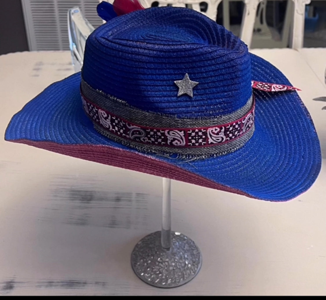 Red/white/blue straw hat